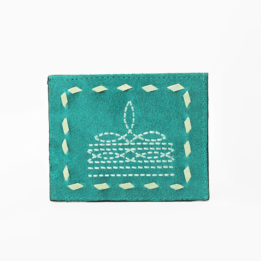 American Darling Handcrafted Genuine Leather Card Holder Wallet with Traditional Stitch Design