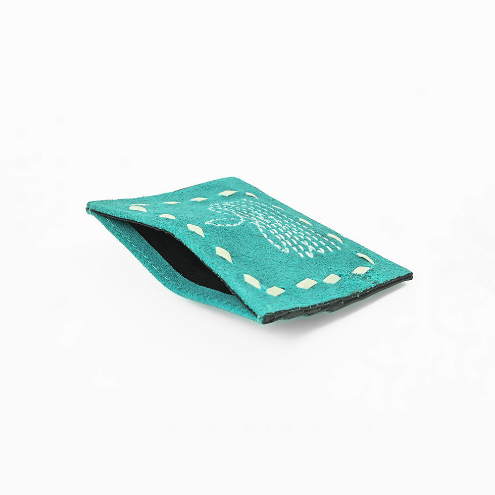 American Darling Handcrafted Genuine Leather Card Holder Wallet with Traditional Stitch Design