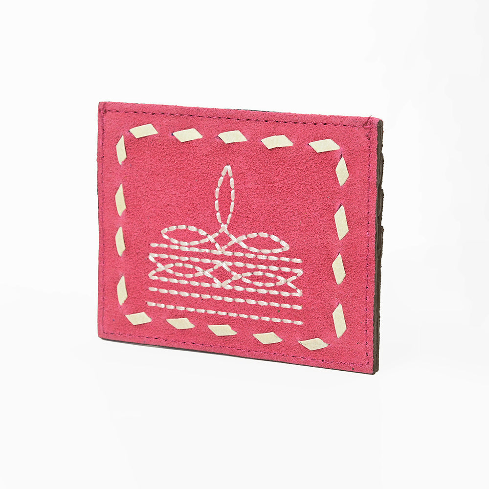 American Darling Handcrafted Genuine Leather Card Holder Wallet with Traditional Stitch Design