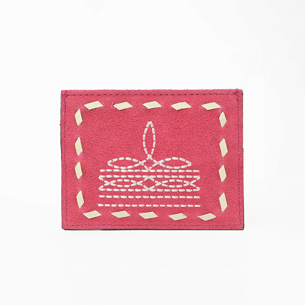 American Darling Handcrafted Genuine Leather Card Holder Wallet with Traditional Stitch Design