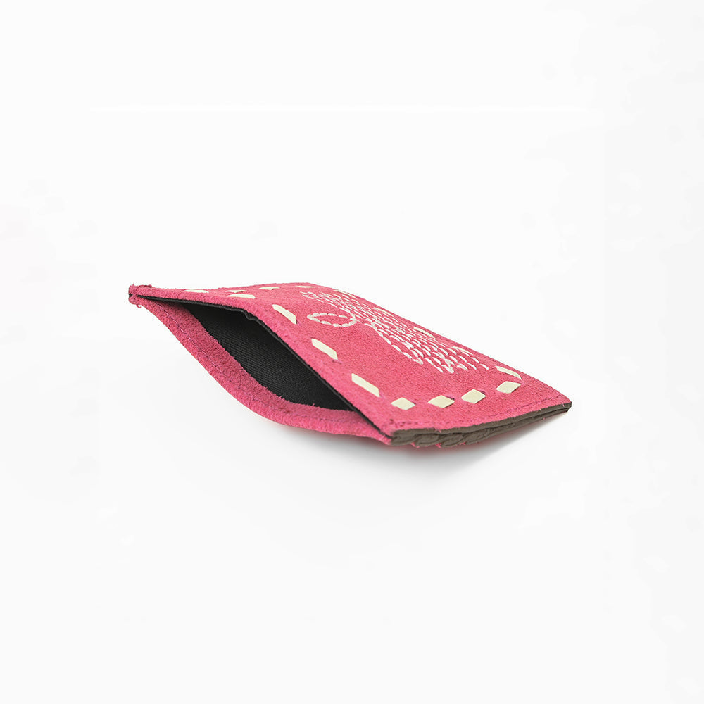 American Darling Handcrafted Genuine Leather Card Holder Wallet with Traditional Stitch Design