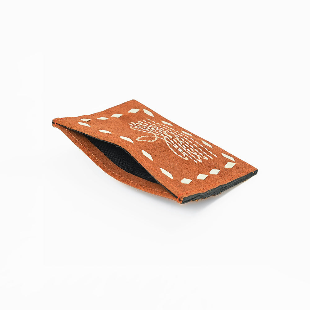 American Darling Handcrafted Genuine Leather Card Holder Wallet with Traditional Stitch Design