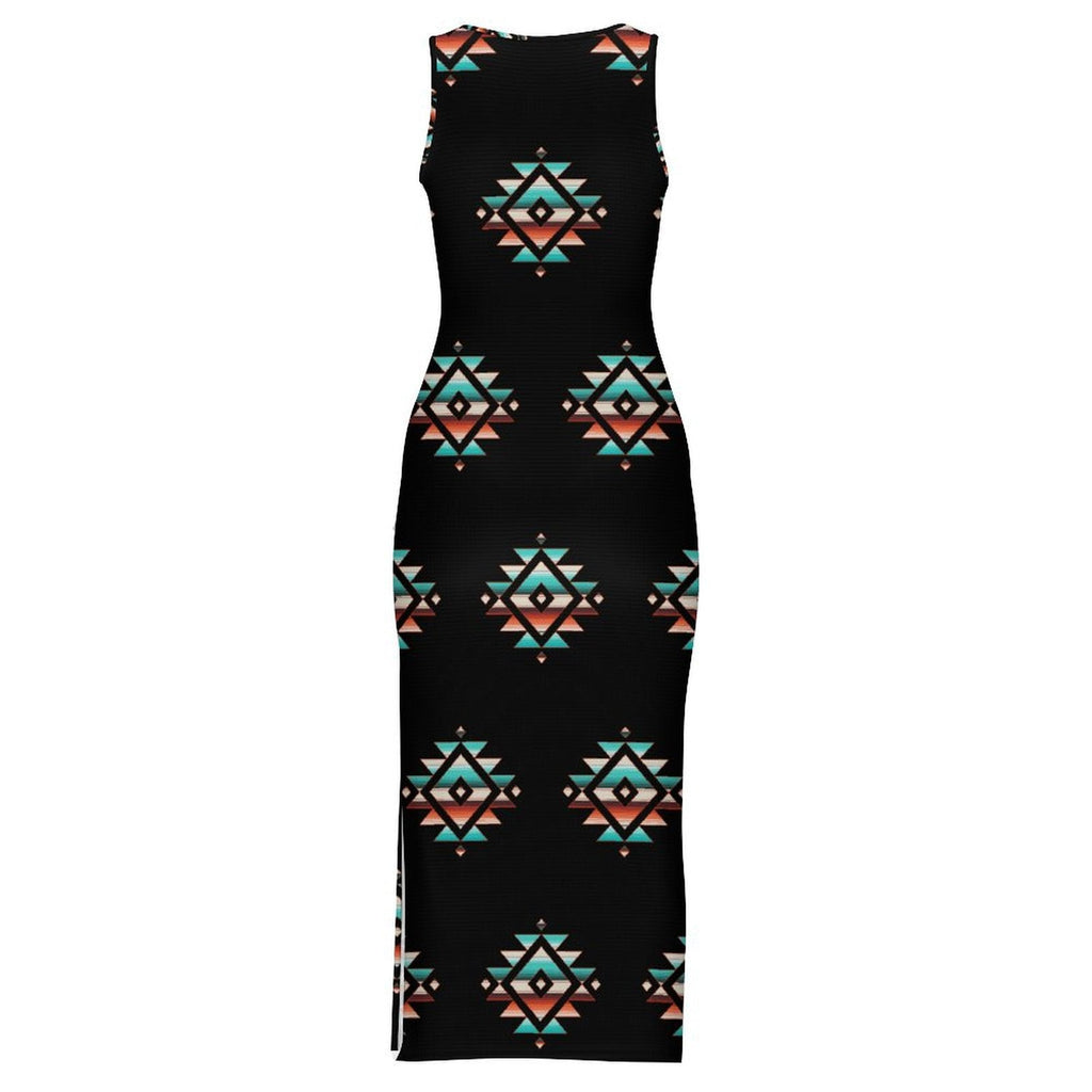 Baha Ranch Southwestern Aztec Sleeveless Bodycon Side Slit Western Maxi Dress by Baha Ranch Western Wear - product image 8
