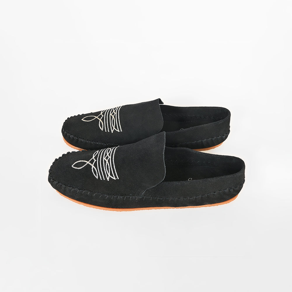 American Darling Handcrafted Leather Slip-On Mule Shoes with Traditional Embroidery Design