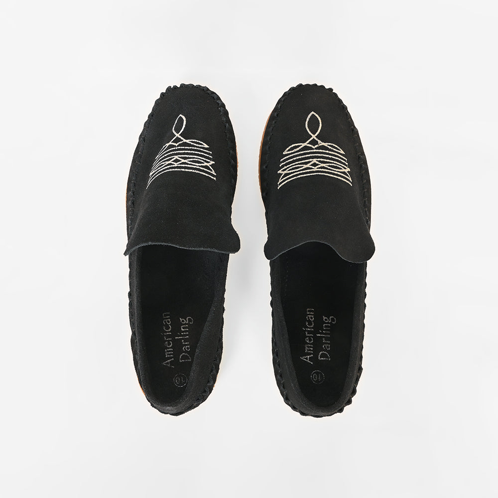 American Darling Handcrafted Leather Slip-On Mule Shoes with Traditional Embroidery Design
