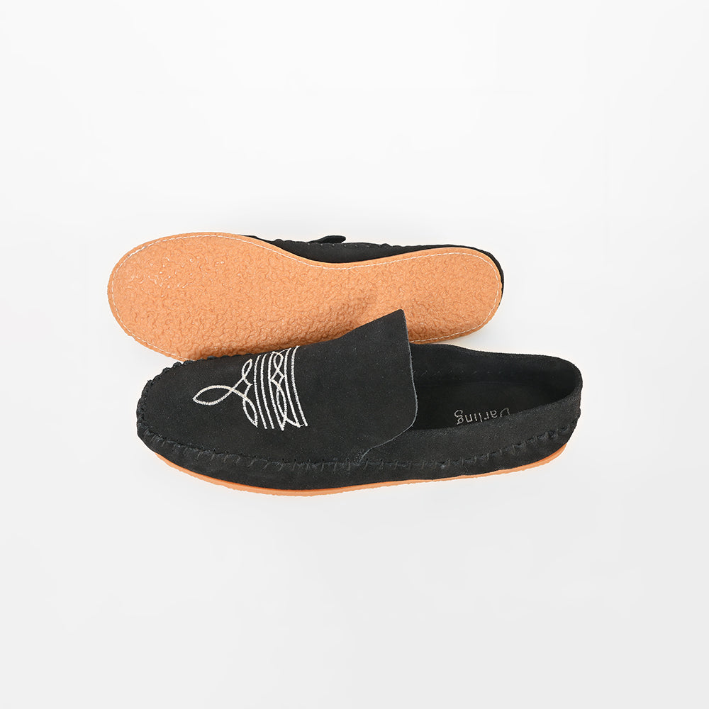 American Darling Handcrafted Leather Slip-On Mule Shoes with Traditional Embroidery Design