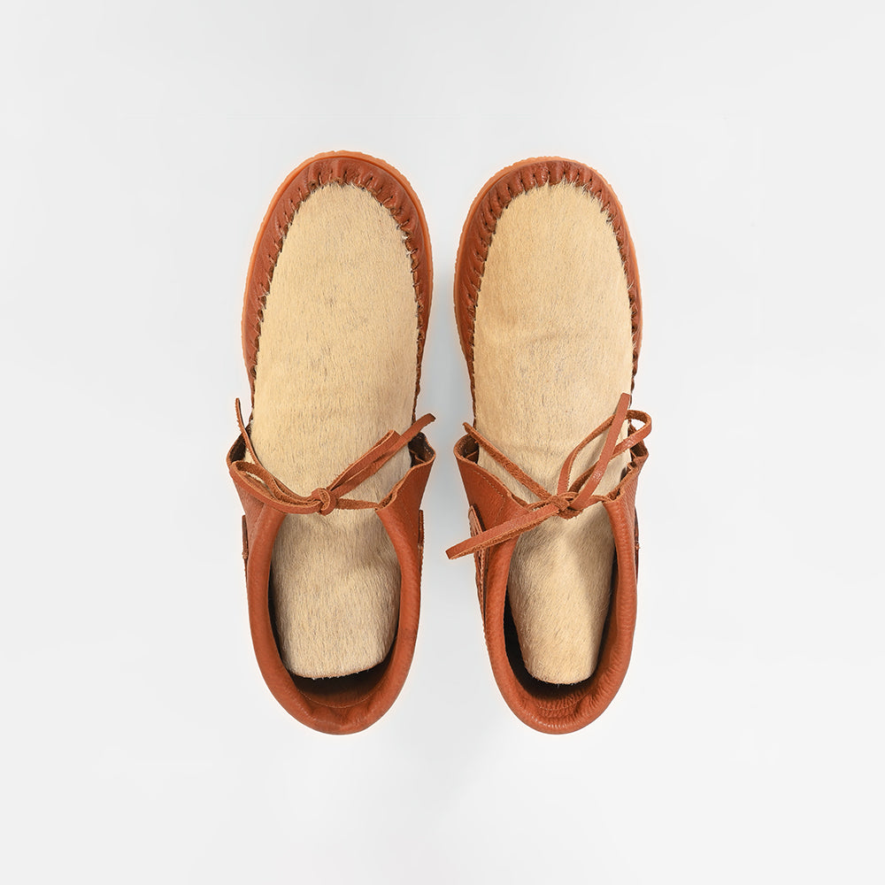 American Darling Hand Tooled Leather Hair-on-Hide Moccasins – Western Floral Ankle Moc Boots