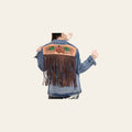 American Darling Genuine leather Hand tooled carved Women 100% cotton Denim jacket dress ladies girl | Shirt for
