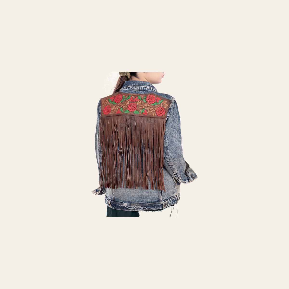 American Darling Genuine leather Hand tooled carved Women 100% cotton Denim jacket dress ladies girl | Shirt for