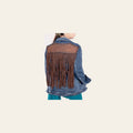 American Darling Genuine leather Hand tooled carved Women 100% cotton Denim jacket dress ladies girl | Shirt for