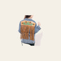 American Darling Genuine leather Hand tooled carved Women 100% cotton Denim jacket dress ladies girl | Shirt for
