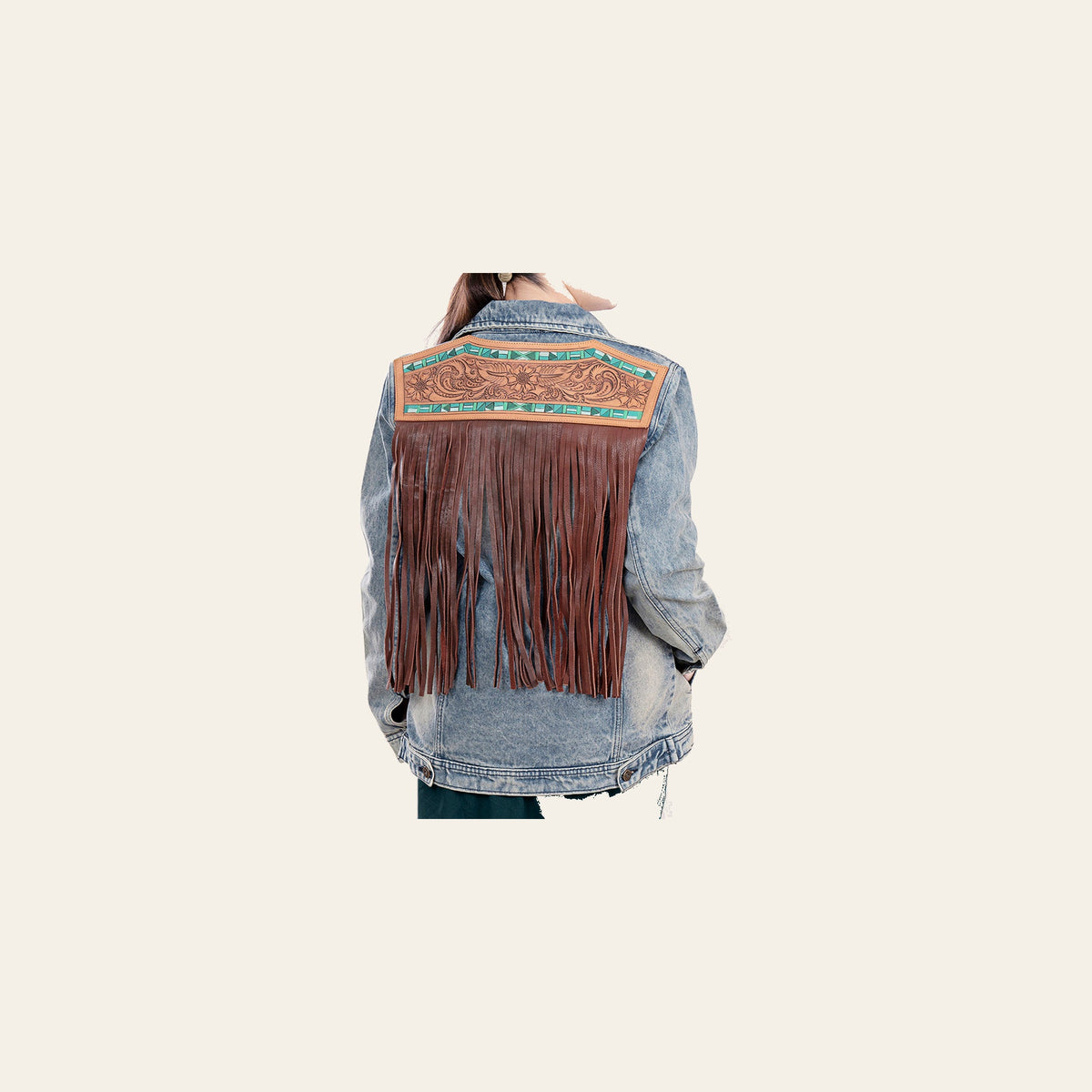 American Darling Genuine leather Hand tooled carved Women 100% cotton Denim jacket dress ladies girl | Shirt for