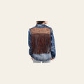 American Darling Genuine leather Hand tooled carved Women 100% cotton Denim jacket dress ladies girl | Shirt for