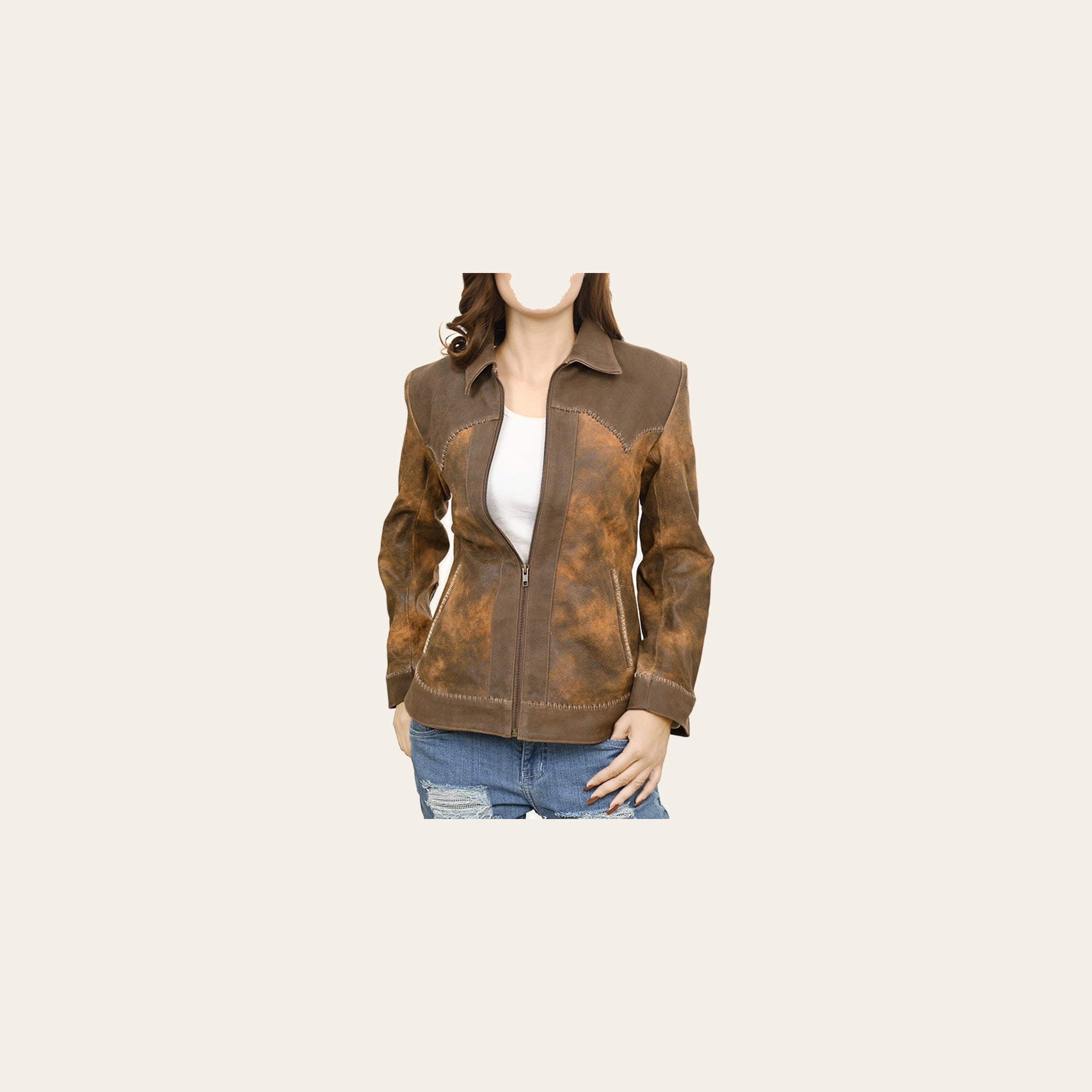 American Darling Genuine Vintage leather Women Blazer dress Shirt jacket ladies Girl| | for
