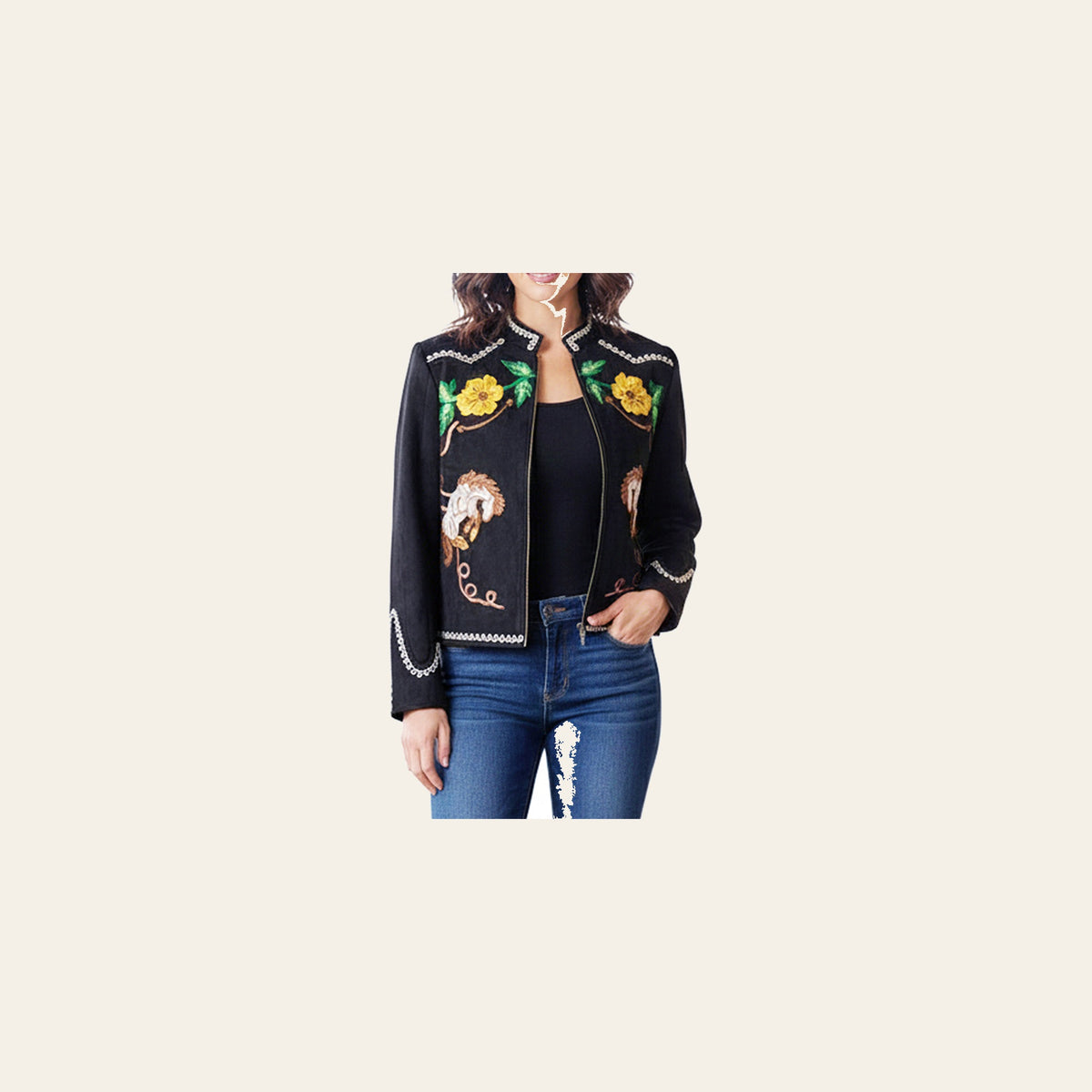 American Darling Women’s Western Jacket | Floral & Horse Motif Boho Fabric Shirt Coat