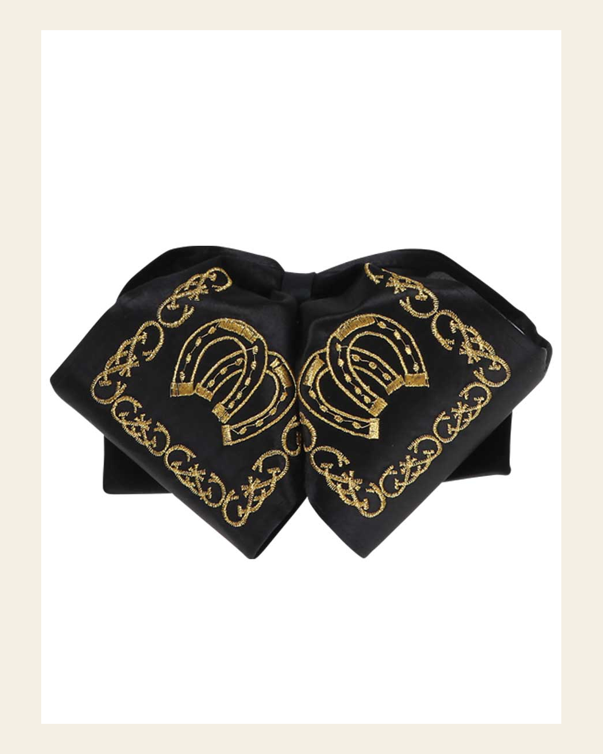 Adult Mexican Charro Bow Tie 100% Polyester Black/Gold 600129 on a warm cream background
