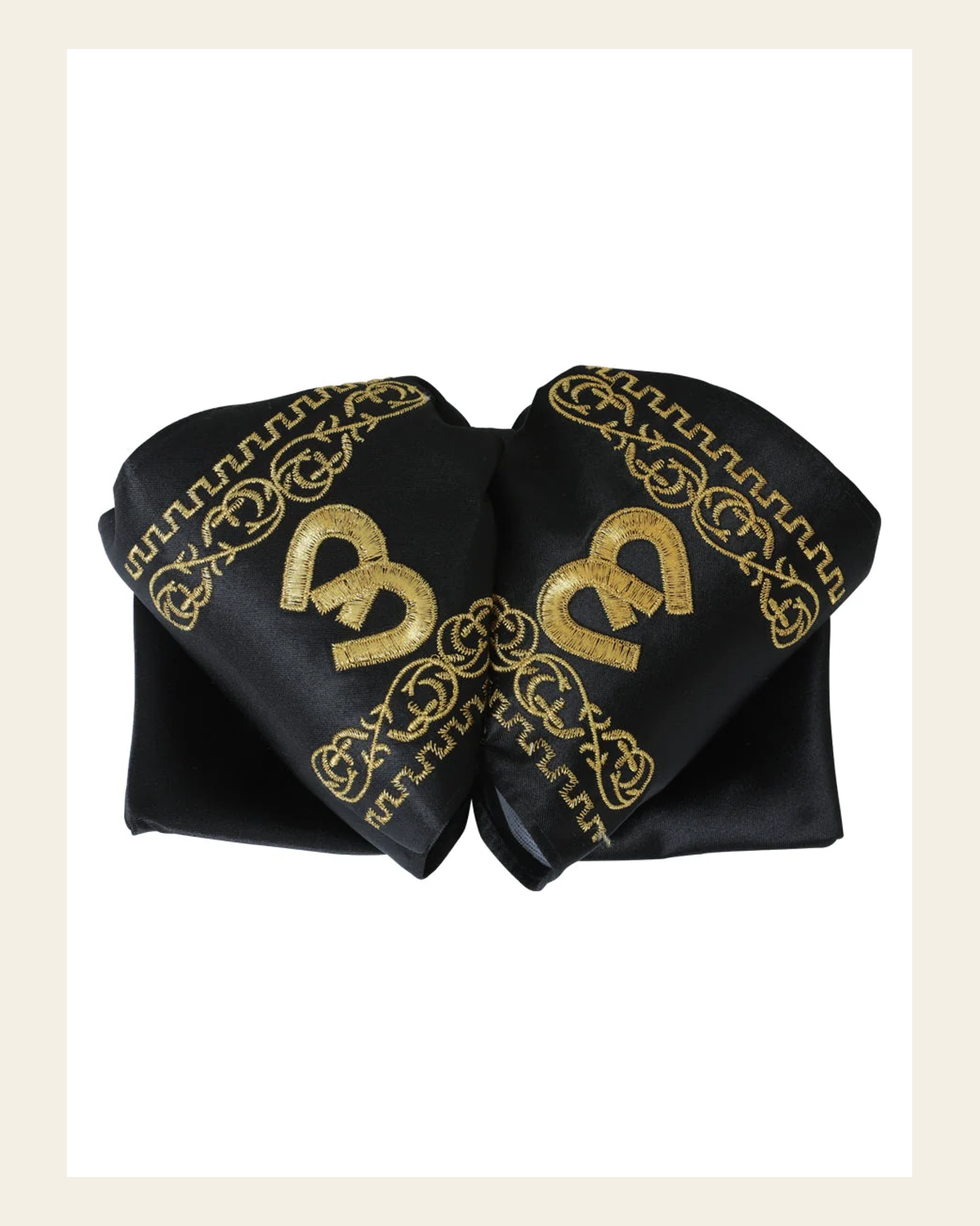 Adult Mexican Charro Bow Tie 100% Polyester Black/Gold 600484 on a warm cream background