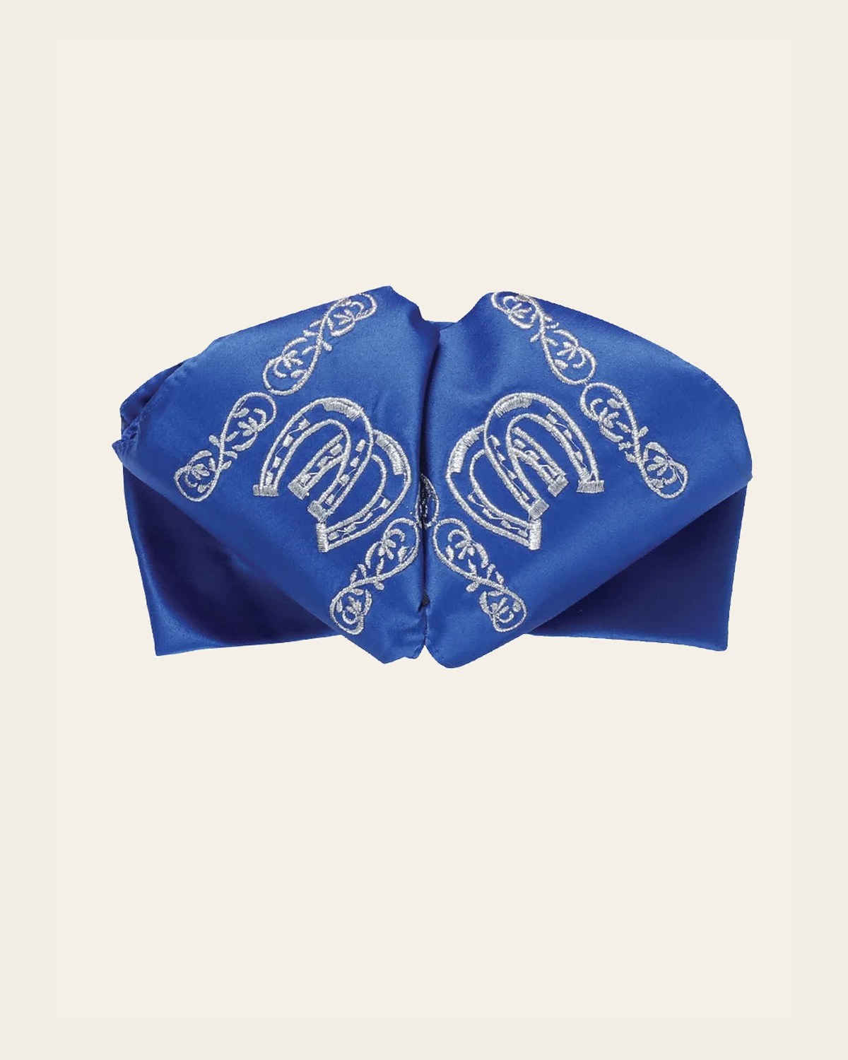Adult Mexican Charro Bow Tie 100% Polyester Royal Blue/Silver 601600 on a warm cream background