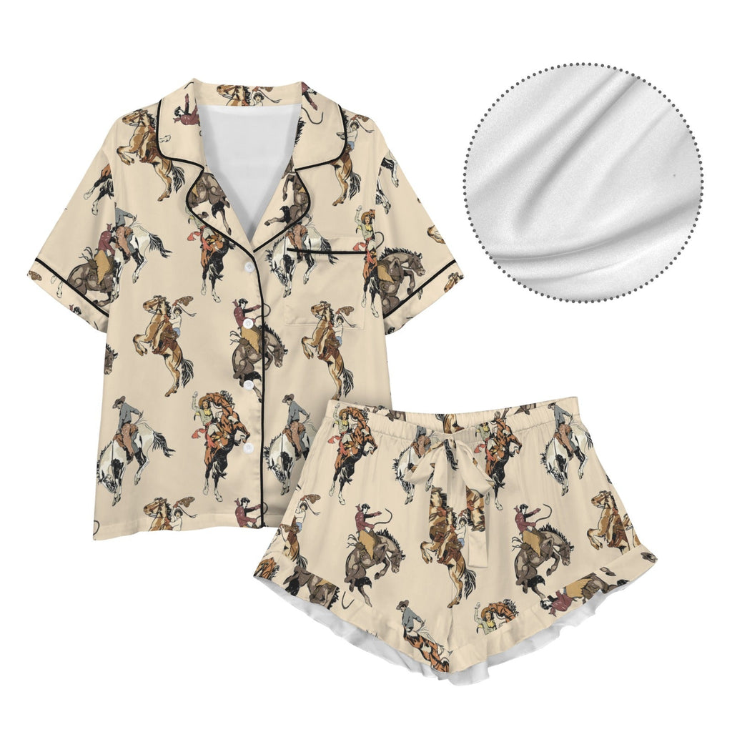 Baha Ranch Vintage Cowgirl Satin Ruffle Western Pajama Set by Baha Ranch Western Wear - product image 4