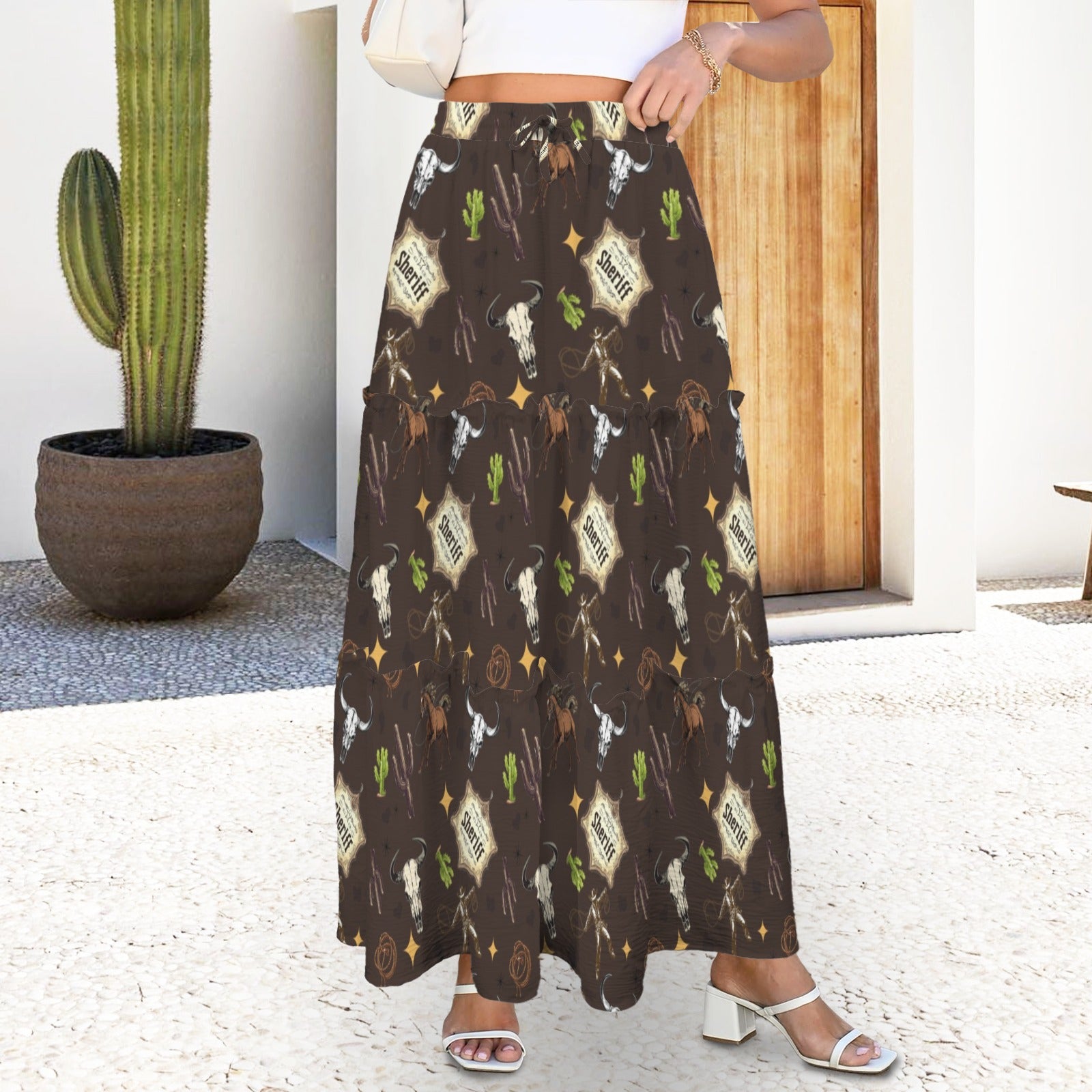 Baha Ranch Western Symbols Tiered Prairie Maxi Skirt by Baha Ranch Western Wear
