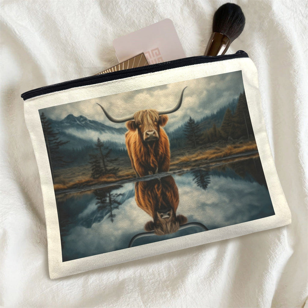 Baha Ranch Reflection Highland Cow Cosmetic Bag Made in America by Baha Ranch Western Wear