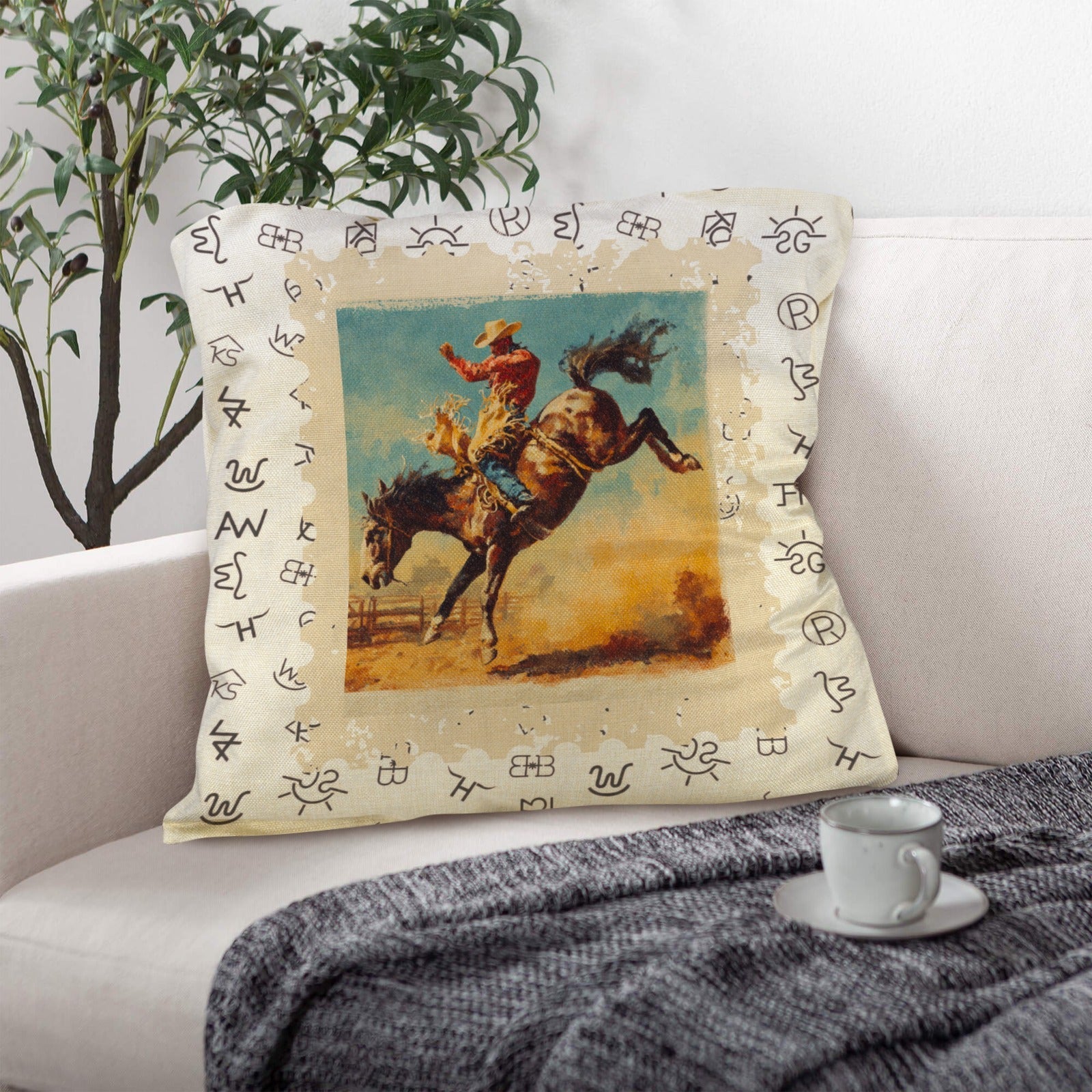 Baha Ranch Vintage Rodeo Stamp Throw Pillow Made in America by Baha Ranch Western Wear