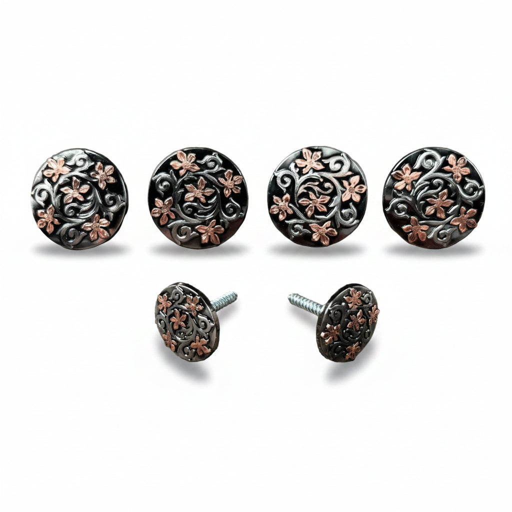 Silver - Copper Floral Saddle Set SSW200 — view 2