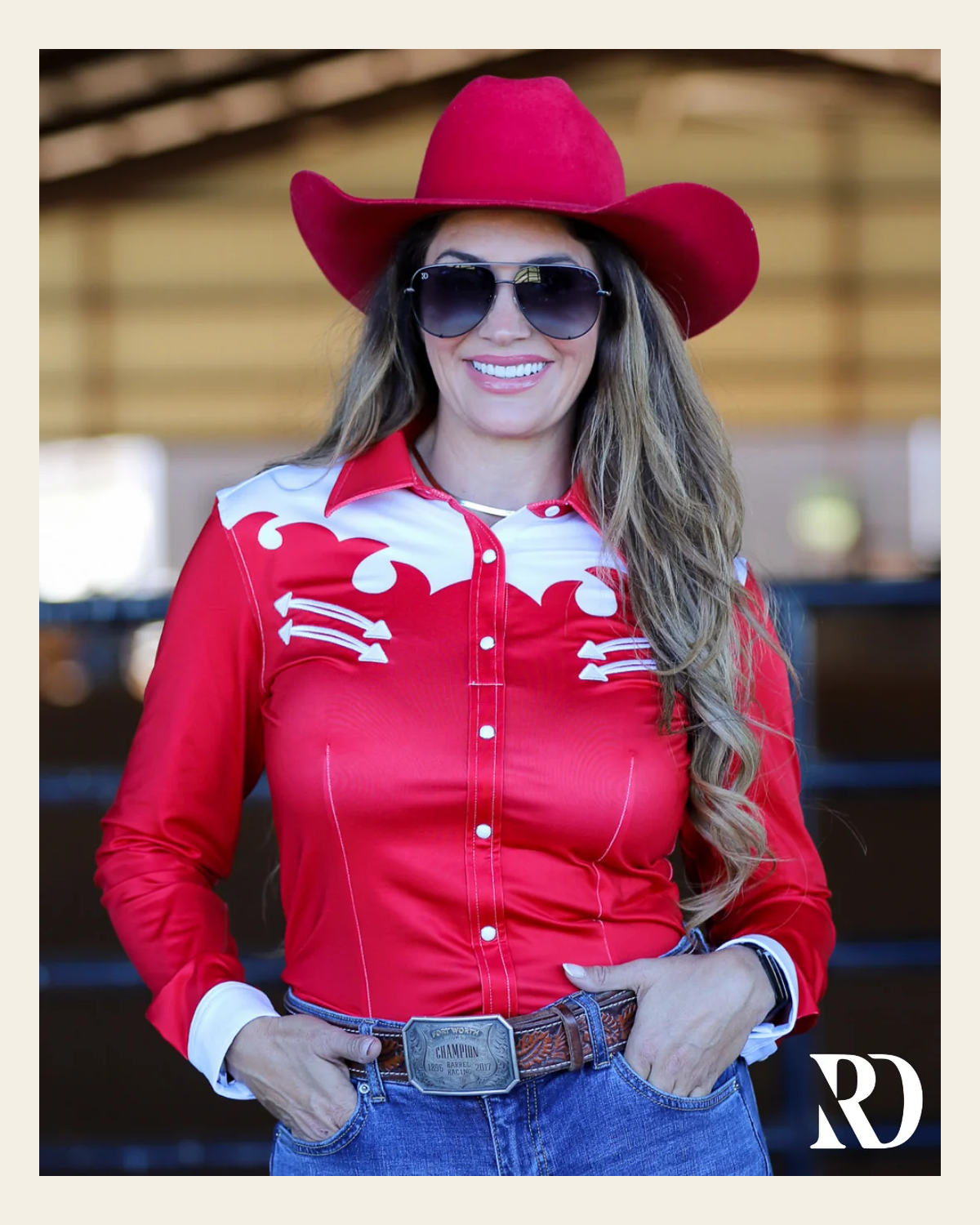 Alberta Performance Rodeo Shirt on a warm cream background
