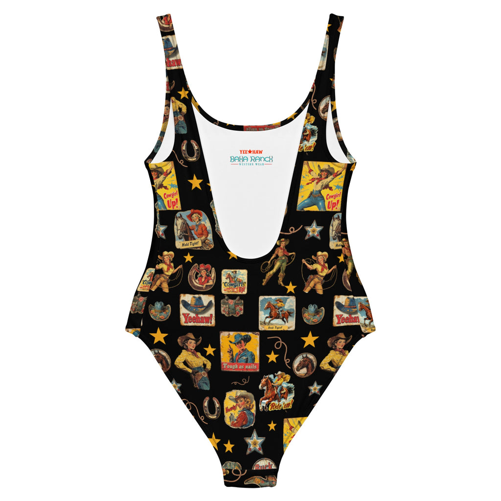 Baha Ranch Yeehaw Vintage Cowgirl Collage One-Piece Swimsuit by Baha Ranch Western Wear - product image 4