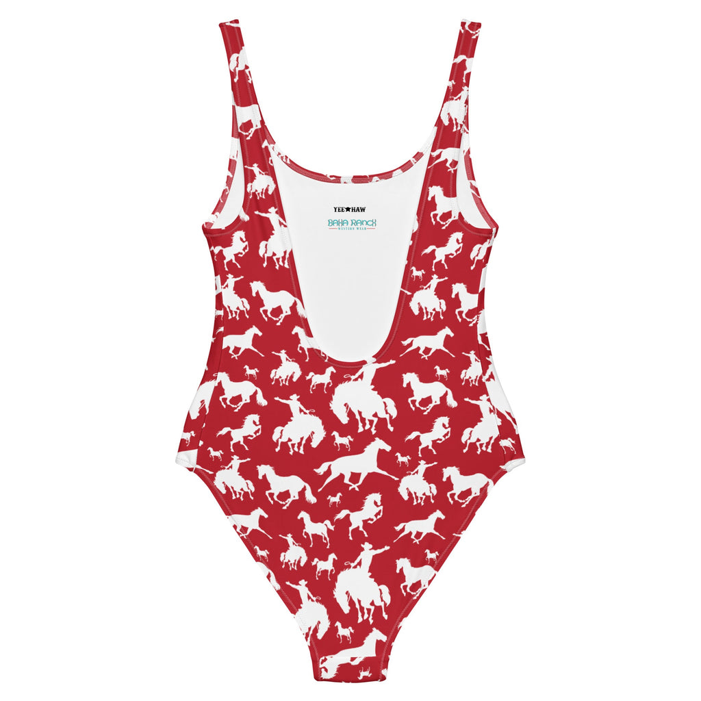 Baha Ranch Yeehaw Red Rodeo Cowboy One-Piece Swimsuit by Baha Ranch Western Wear - product image 4