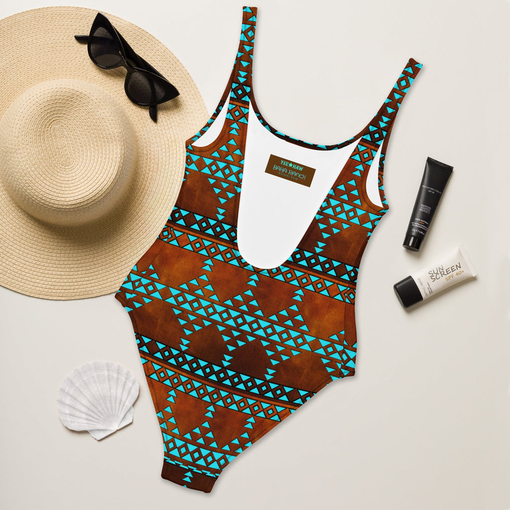 Baha Ranch Yeehaw Turquoise Aztec One-Piece Swimsuit by Baha Ranch Western Wear - product image 6