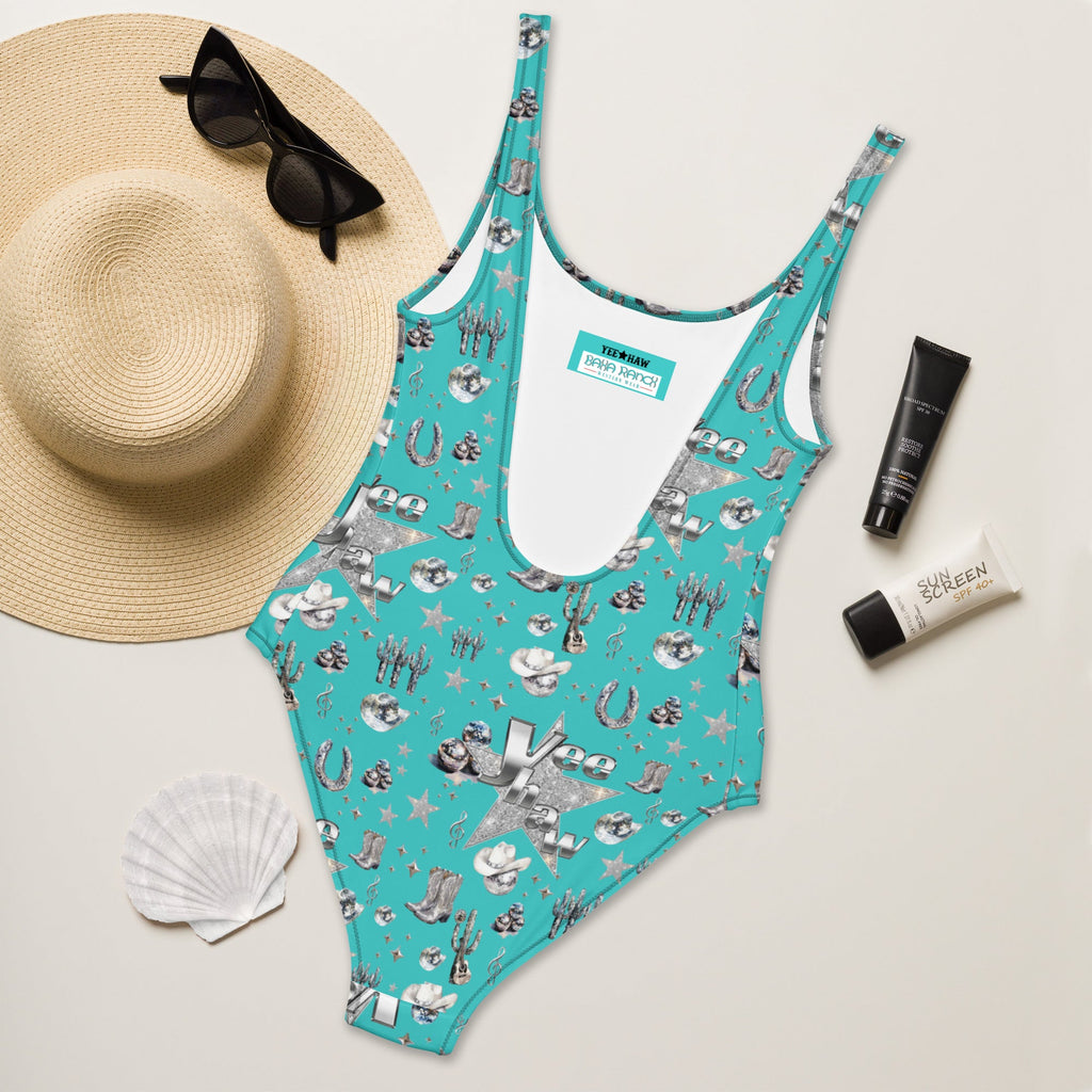 Baha Ranch Yeehaw Rhinestone Cowgirl Turquoise One-Piece Swimsuit by Baha Ranch Western Wear - product image 2