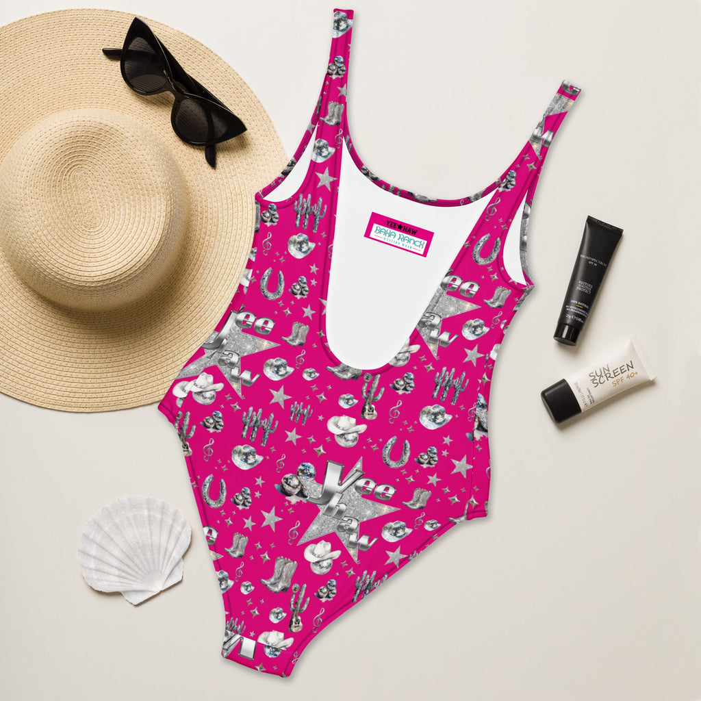 Baha Ranch Yeehaw Rhinestone Cowgirl Magenta One-Piece Swimsuit by Baha Ranch Western Wear - product image 5