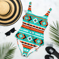 Baha Ranch Yeehaw Turquoise Orange Aztec One-Piece Swimsuit by Baha Ranch Western Wear