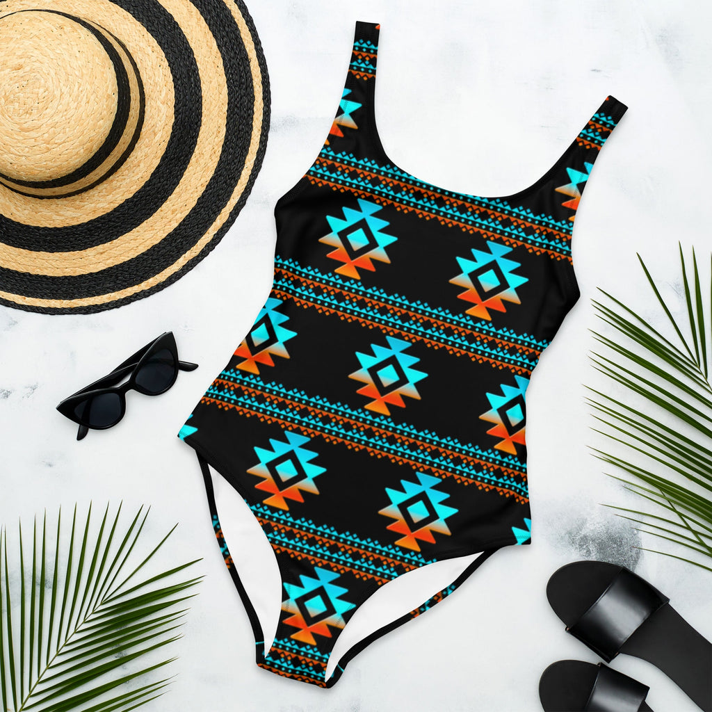 Yeehaw Black Aztec One-Piece Swimsuit by Baha Ranch Western Wear