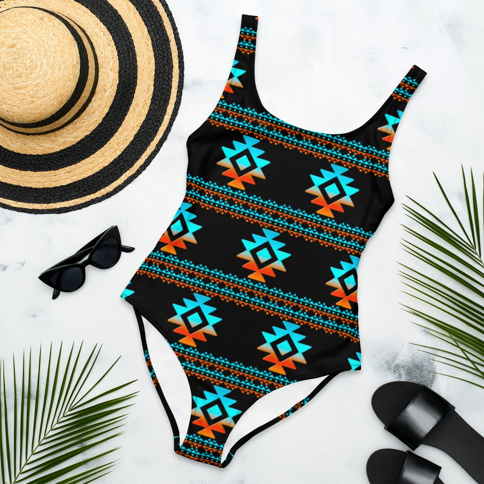 Yeehaw Black Aztec One-Piece Swimsuit by Baha Ranch Western Wear