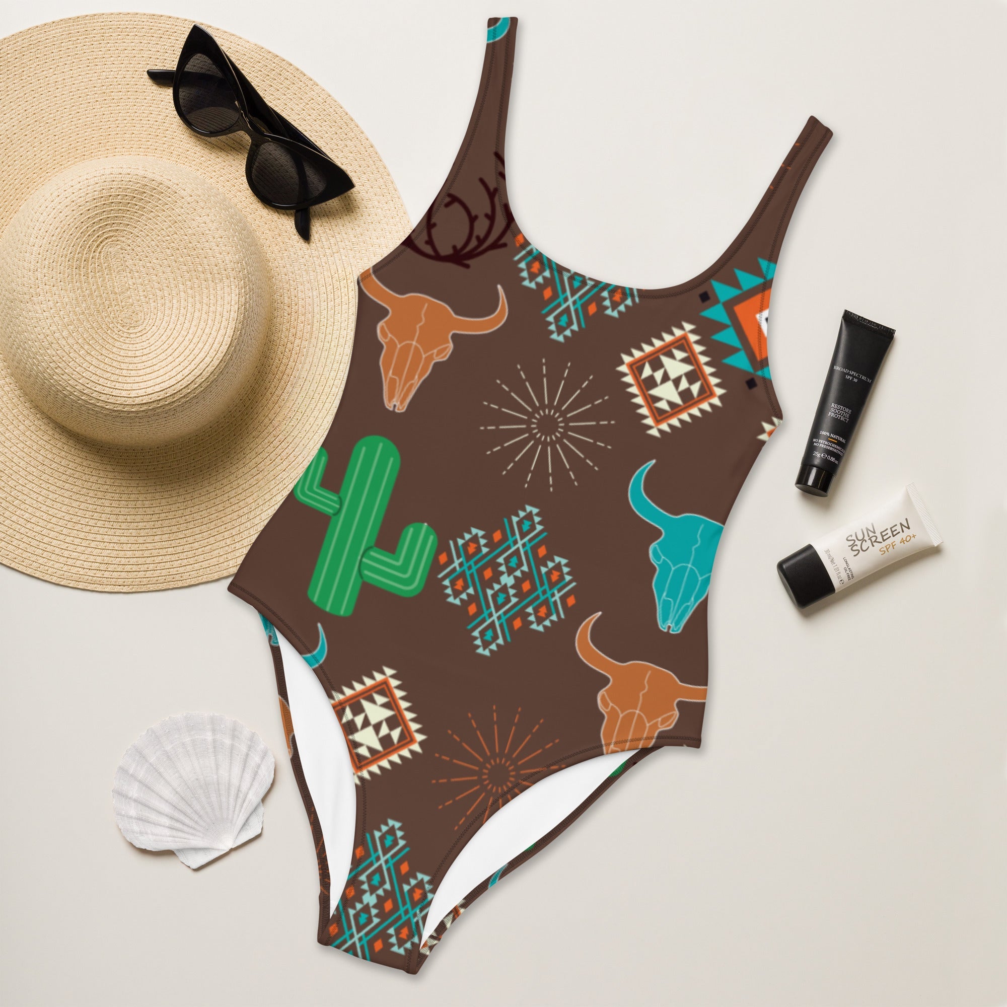 Baha Ranch Yeehaw Bullhead Cactus One-Piece Swimsuit by Baha Ranch Western Wear