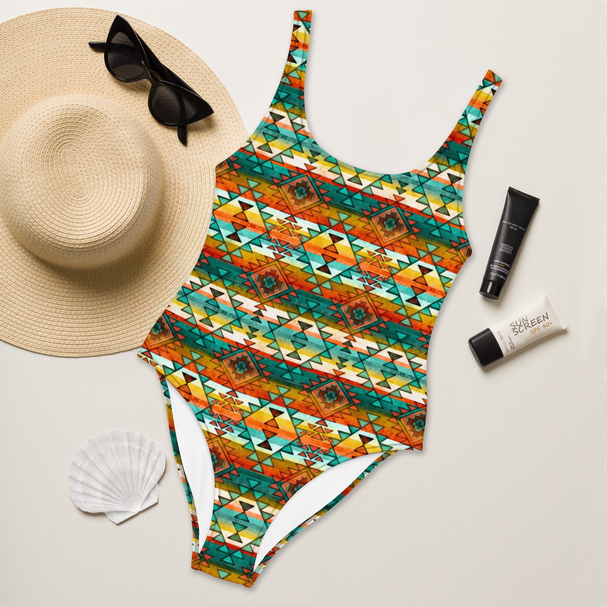 Baha Ranch Mustard Aztec One-Piece Swimsuit by Baha Ranch Western Wear