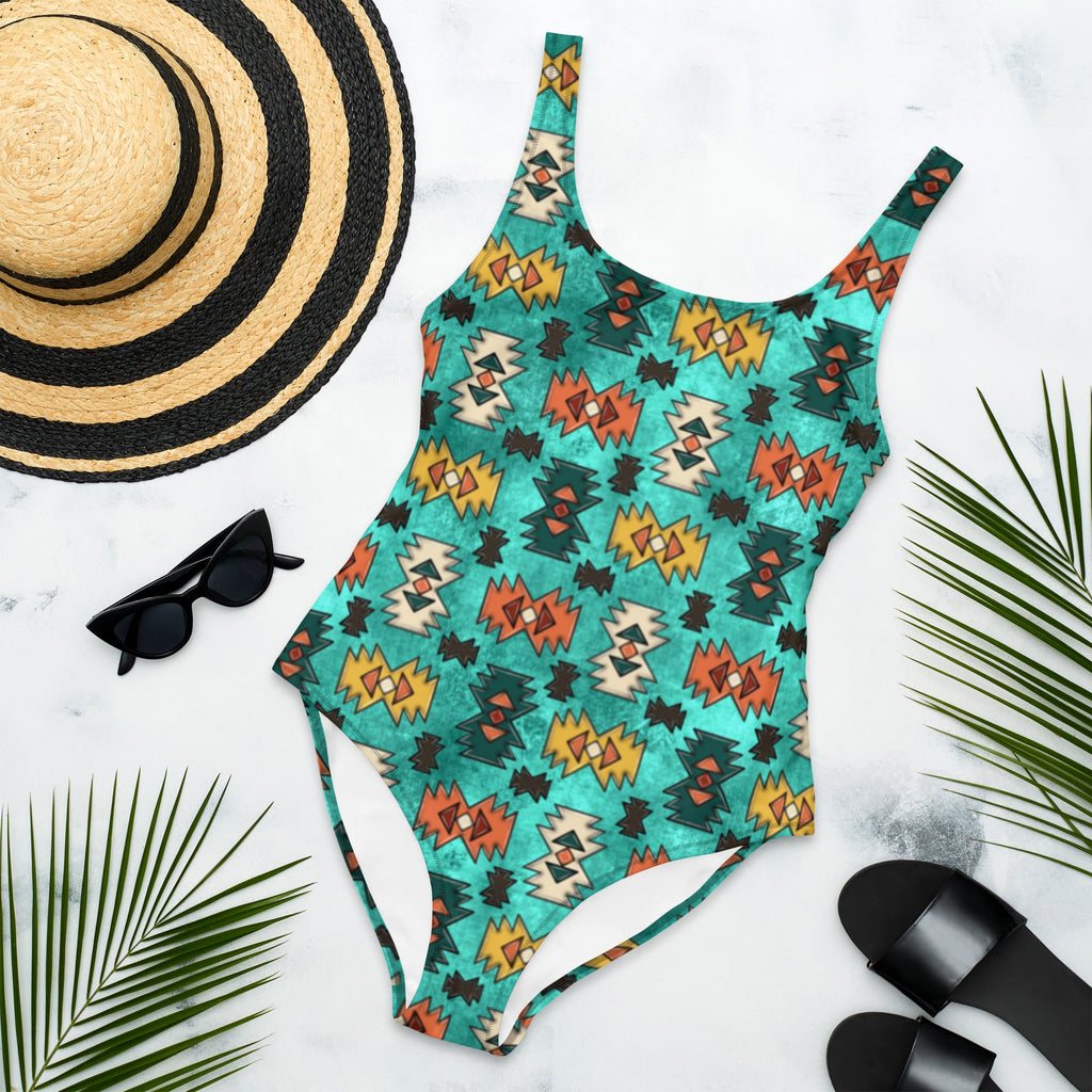 Baha Ranch Yeehaw Turquoise Aztec One-Piece Swimsuit by Baha Ranch Western Wear