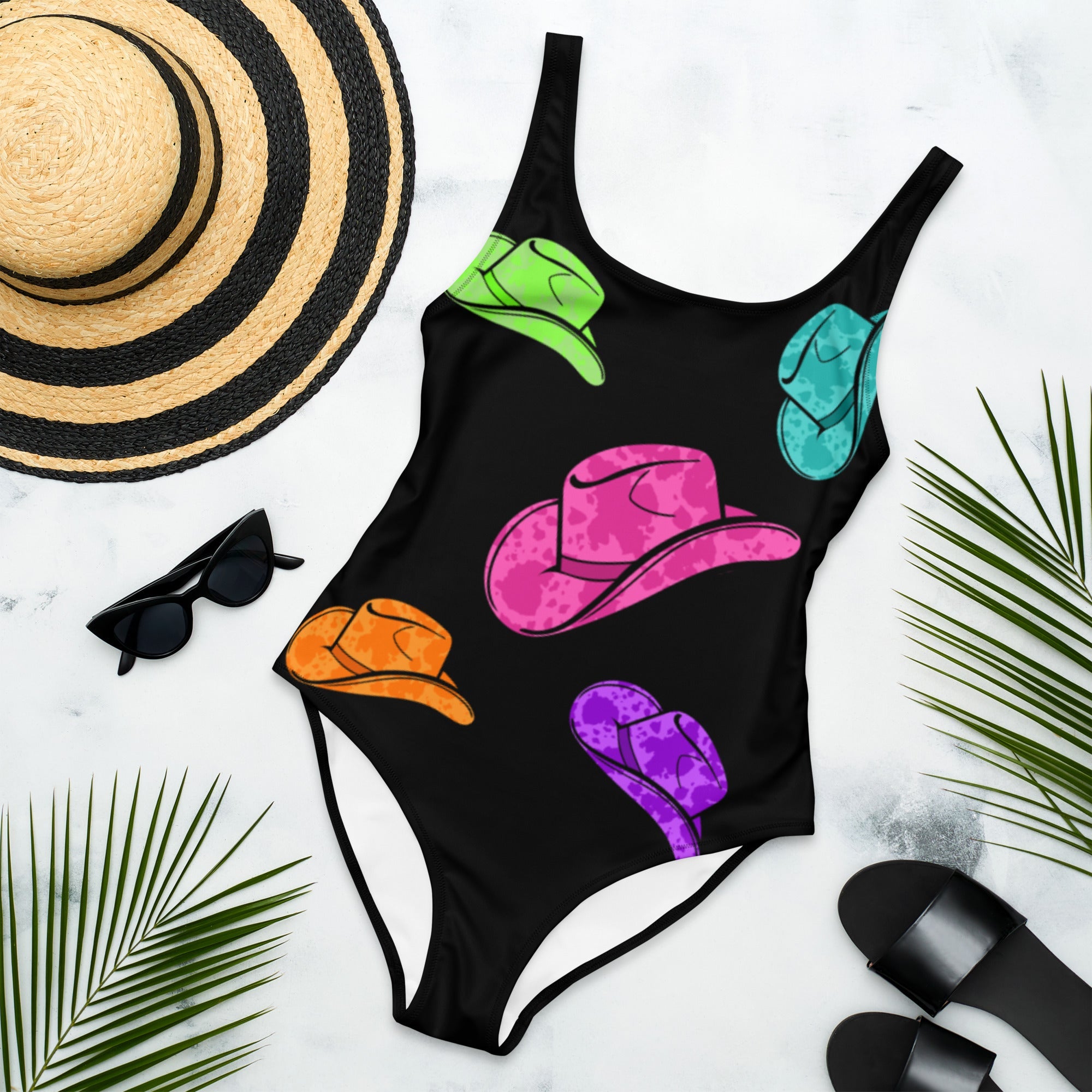 Baha Ranch Yeehaw All Neon Hat One-Piece Swimsuit by Baha Ranch Western Wear