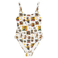 Baha Ranch Yeehaw Vintage Cowgirl Collage White One-Piece Swimsuit by Baha Ranch Western Wear
