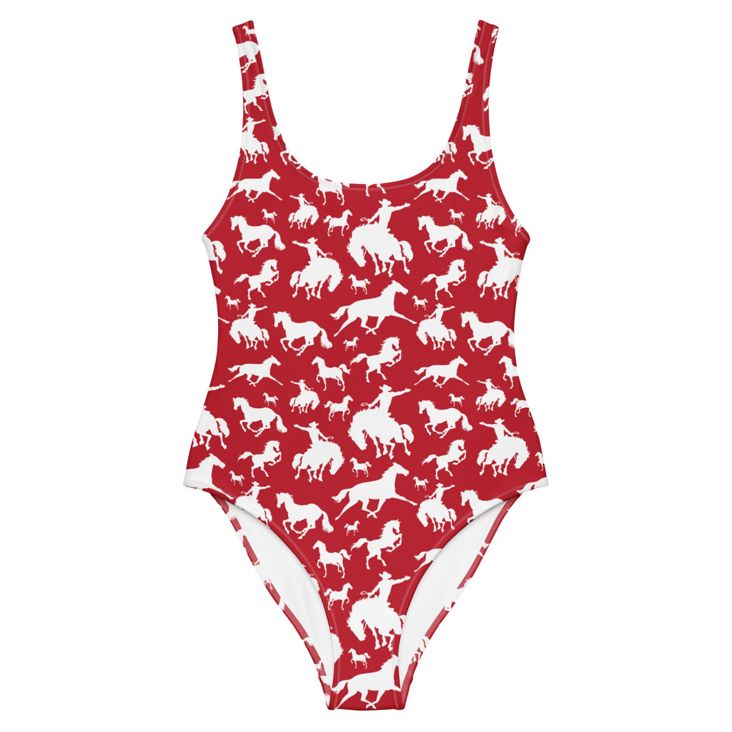 Baha Ranch Yeehaw Red Rodeo Cowboy One-Piece Swimsuit by Baha Ranch Western Wear