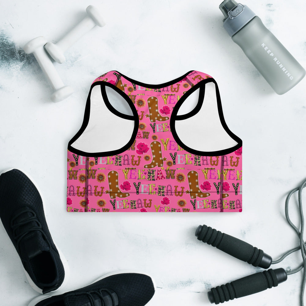 Hot Pink Yeehaw Padded Sports Bra by Baha Ranch Western Wear - product image 7