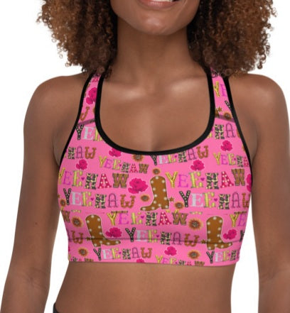 Hot Pink Yeehaw Padded Sports Bra by Baha Ranch Western Wear - product image 8