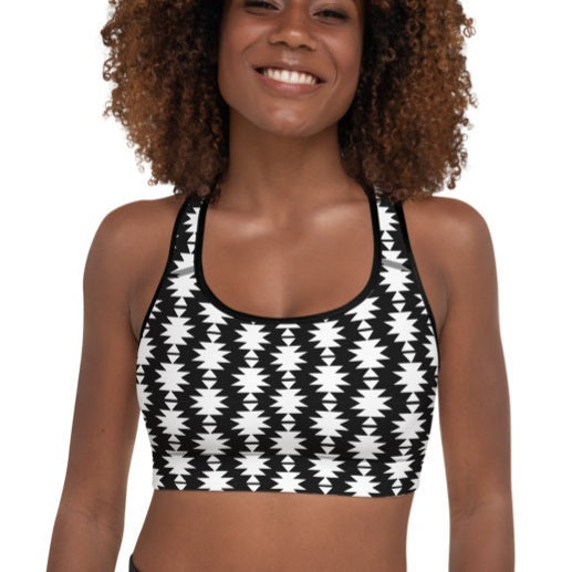 White Aztec Padded Sports Bra by Baha Ranch Western Wear