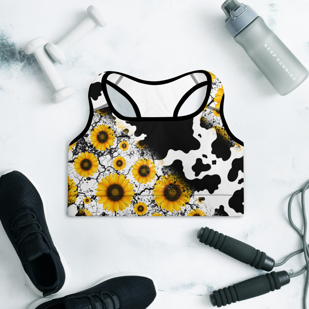Cow Print Sunflower Sports Bra by Baha Ranch Western Wear - product image 2