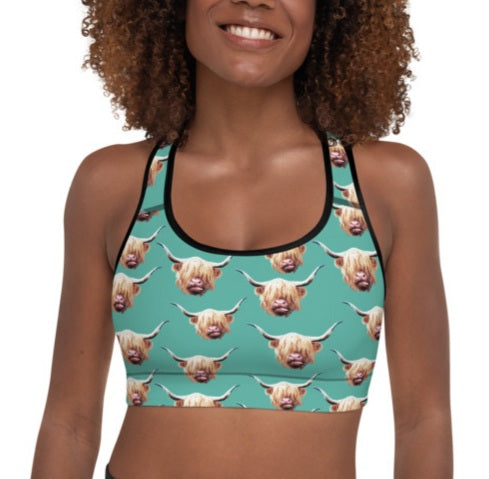 Highland Cow Sports Bra by Baha Ranch Western Wear - product image 2