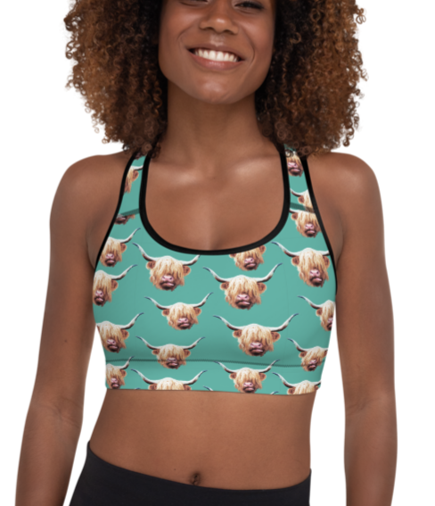 Highland Cow Sports Bra by Baha Ranch Western Wear