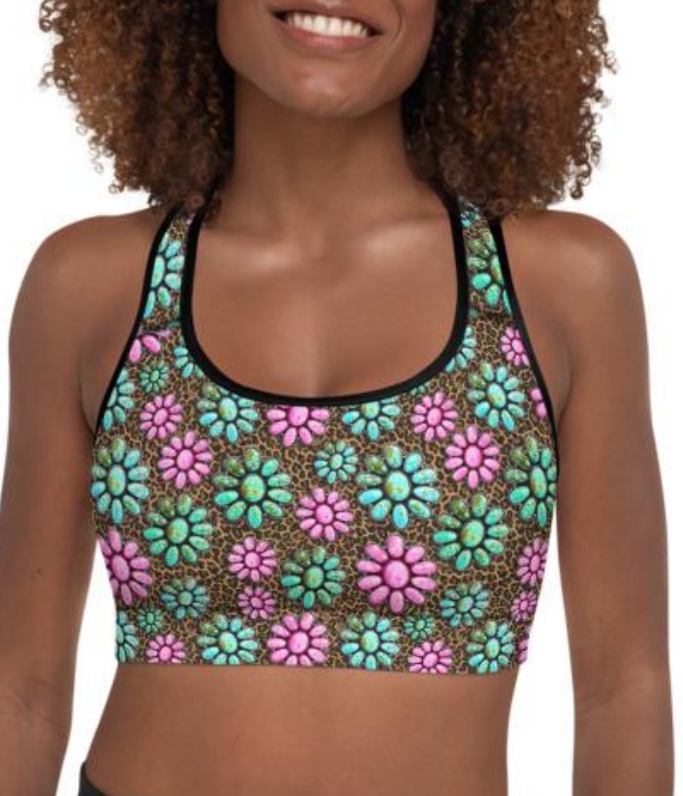Pink Turquoise Cowgirl Sports Bra by Baha Ranch Western Wear