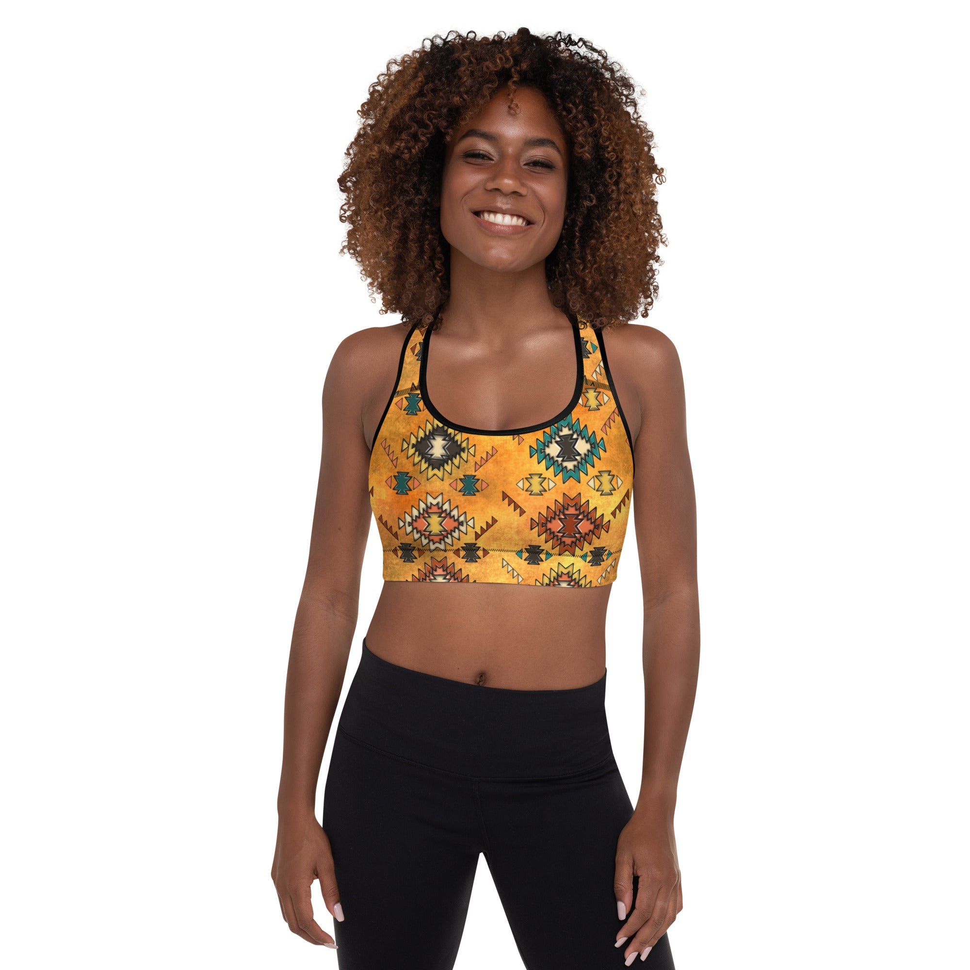 Golden Aztec Padded Sports Bra by Baha Ranch Western Wear